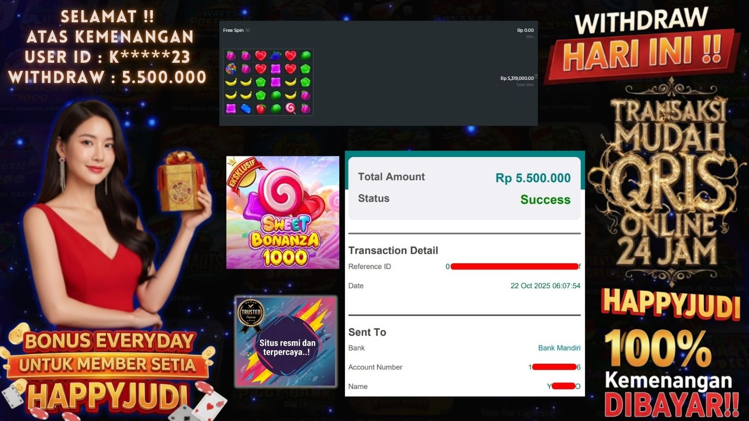 HAPPYJUDI JACKPOT SLOT SWEET BONANZA 1000